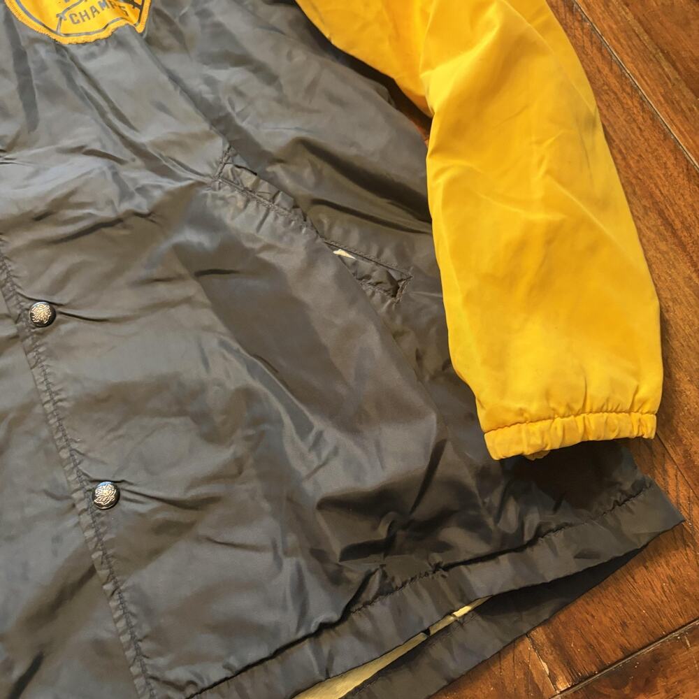 Vintage Maple Jacket Mens Medium Black Yellow Softball 1977 Champs Windbreaker - Picture 6 of 13